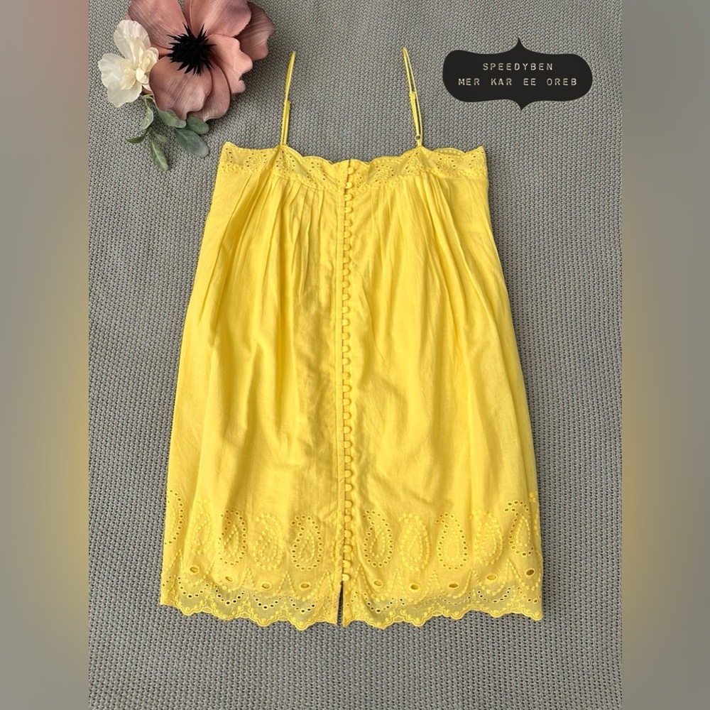 LOFT Yellow Eyelet Mini Dress Size Small